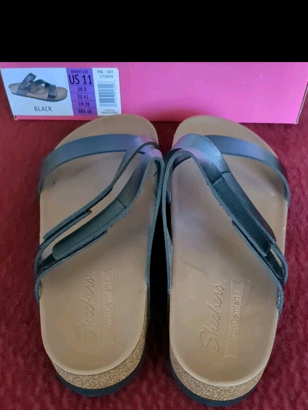 Skechers Women's Black Luxe Foam Arch Comfort Slide Sandals US11 - Picture 4 of 6